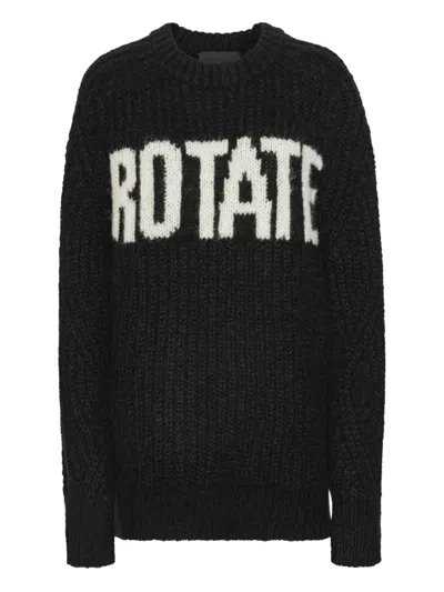 Rotate Birger Christensen Rotate Birgerchristensen Knitted Logo Sweater In Black