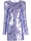 Rotate Birger Christensen Sequin Mini Dress Long Sleeves In Purple