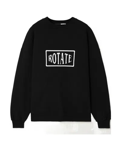 Rotate Birger Christensen Logo-embroidered Drop-shoulder Sweatshirt In Black