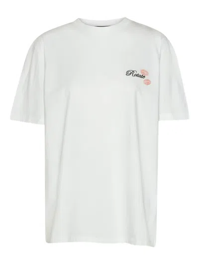 Rotate Birger Christensen Logo-embroidered Lip-detail T-shirt In White