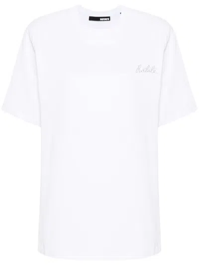 Rotate Birger Christensen Logo-embroidered Organic Cotton T-shirt In White