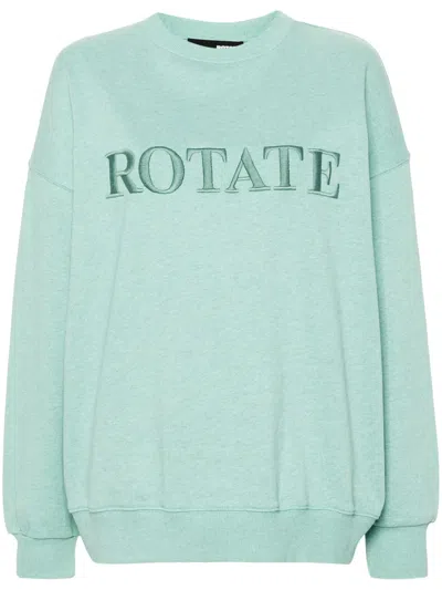 Rotate Birger Christensen Rotate Organic Cotton Crewneck Sweatshirt In Green