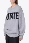 Rotate Birger Christensen Logo-intarsia Crewneck Sweater In Gray