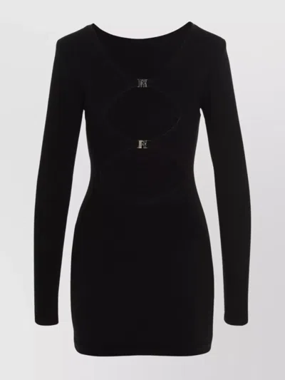 Rotate Birger Christensen Logo Jersey Dress Featuring Cut-out Design In Black