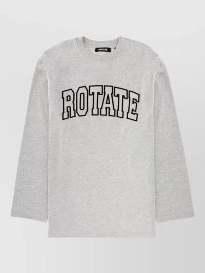 Rotate Birger Christensen Logo Long Sleeve Crew Neck T-shirt In Gray
