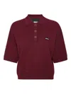 Rotate Birger Christensen Burgundy Polo Shirt With Logo Patch In Burgundy