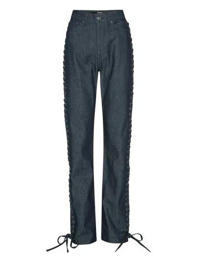 Rotate Birger Christensen Logo-patch Tie-details Jeans In Blue