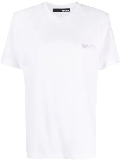 Rotate Birger Christensen Boxy Lasercut T-shirt In White