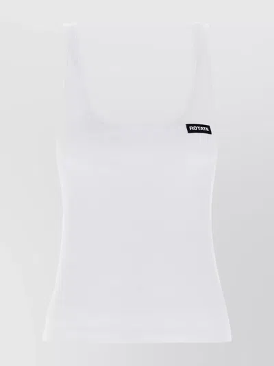 Rotate Birger Christensen Logo Scoop Neck Sleeveless Tank Top In White