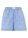 Rotate Birger Christensen Logo-print Striped Shorts In Blue