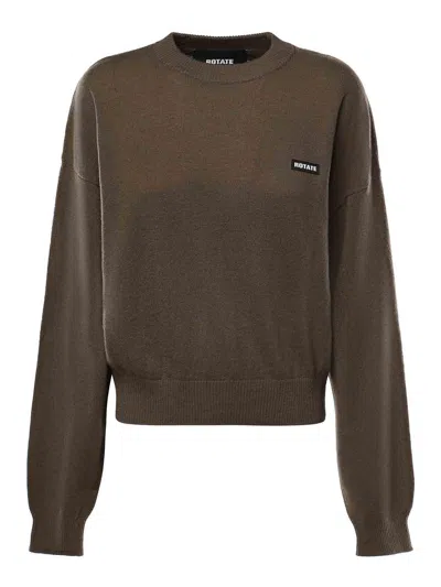 Rotate Birger Christensen Logo Sweater In Brown