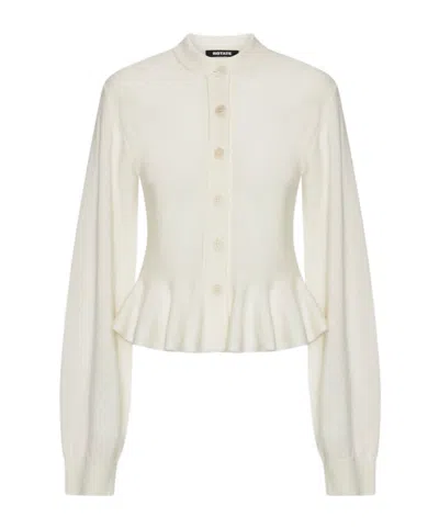 Rotate Birger Christensen Logo-embroidered Knit Cardigan In White