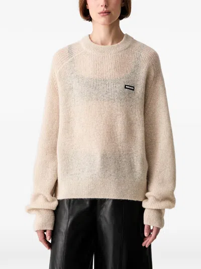 Rotate Birger Christensen Logo-patch Raglan-sleeve Sweater In 뉴트럴