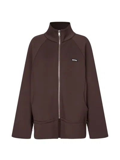 Rotate Birger Christensen Logo-patch Zip-up Jacket In Brown