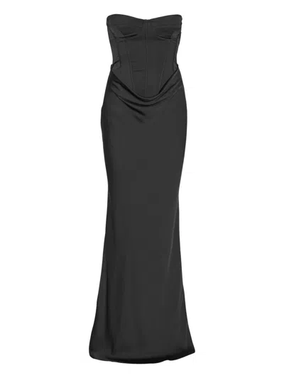 ROTATE BIRGER CHRISTENSEN LONG BLACK DRESS WITH CORSET ROTATE