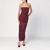 Rotate Birger Christensen Rotate Floor-length Burgundy Strapless Evening Dress With Sequined Detailing In Brown