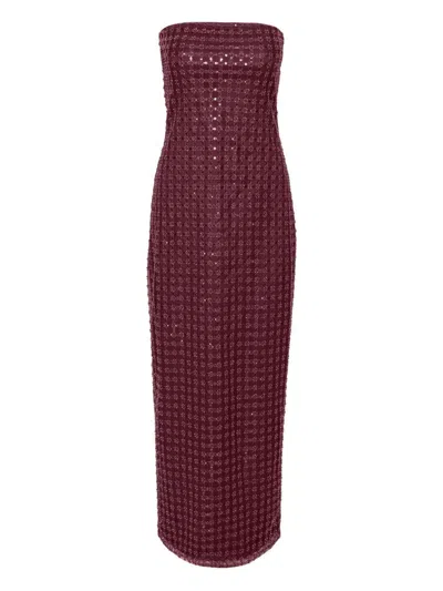 ROTATE BIRGER CHRISTENSEN LONG BURGUNDY SHEATH DRESS WITH SEQUINS ROTATE