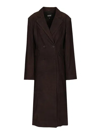 Rotate Birger Christensen Long Coat In Brown