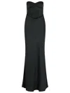 Rotate Birger Christensen Rotate Strapless Black Evening Dress With Fitted Bodice And Flowing Skirt In Black