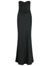 Rotate Birger Christensen Rotate Strapless Black Evening Dress With Fitted Bodice And Flowing Skirt In Black