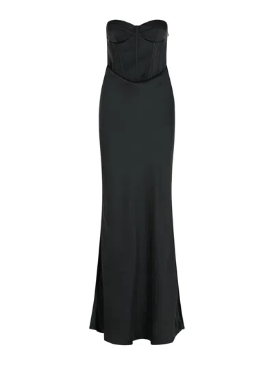 Rotate Birger Christensen Long Dress In Black Polyester