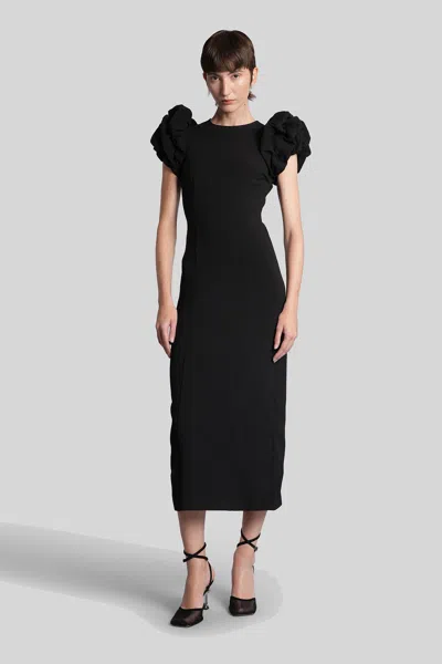 Rotate Birger Christensen Long Dress In Black Polyester