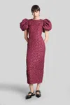 Rotate Birger Christensen Long Dress In Bordeaux Polyester In Burgundy