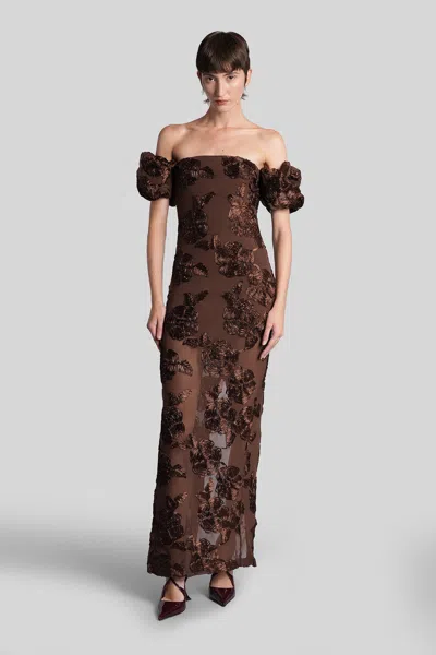 ROTATE BIRGER CHRISTENSEN LONG DRESS IN BROWN POLYESTER