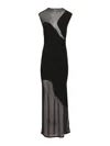 Rotate Birger Christensen Long Dress In Transparent Mesh In Black