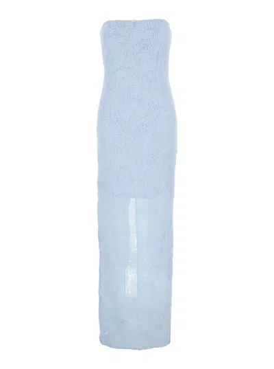 Rotate Birger Christensen Long Dress Mesh Tube Dress Blue In Tech Fabric Women