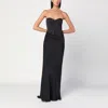 Rotate Birger Christensen Rotate Strapless Black Evening Dress With Fitted Bodice And Flowing Skirt In Black