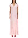 Rotate Birger Christensen Rotate Long Dress With Draped Silhouette In Pink