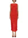 Rotate Birger Christensen Red Midi Dress With Ruffles In Red