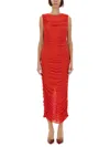Rotate Birger Christensen Red Midi Dress With Ruffles In Red