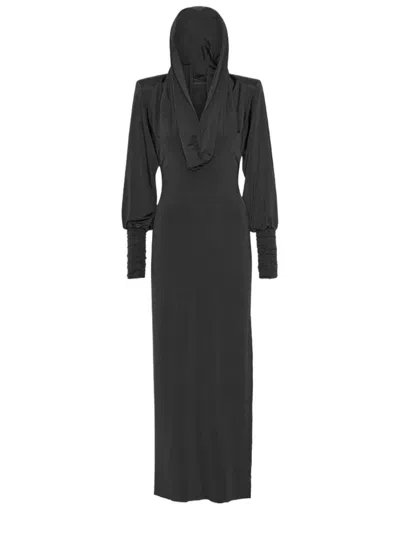 Rotate Birger Christensen Rotate Birgerchristensen Long Dress With Hood In Black