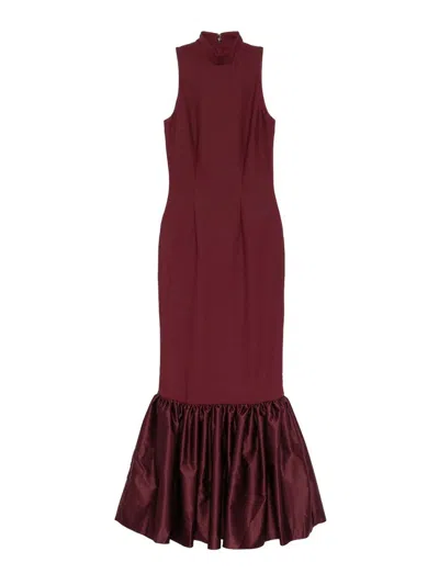 Rotate Birger Christensen Long Dress With Ruffles In Red