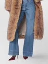 Rotate Birger Christensen Long Faux Fur Open Front Coat In Nude