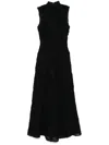 Rotate Birger Christensen Black Maxi Dress In Recycled Polyester Floral Mesh In Black