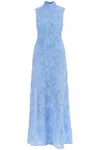Rotate Birger Christensen Long Floral Maxi Dress In Recycled Polyester With 3d Roses