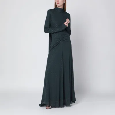 Rotate Birger Christensen Rotate Birgerchristensen Long Green Dress With Rhinestones In Blue