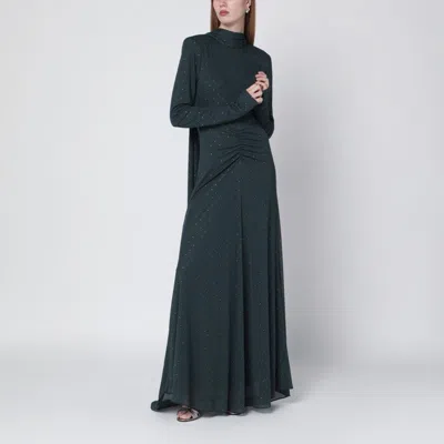 Rotate Birger Christensen Rotate Birgerchristensen Long Green Dress With Rhinestones In Blue