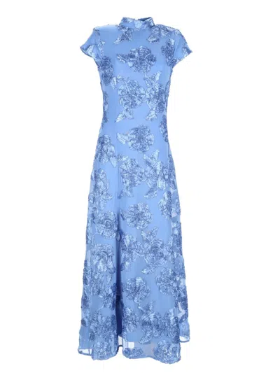 Rotate Birger Christensen Long Half-sleeve Dress In Blue