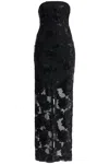 Rotate Birger Christensen Floral Mesh Strapless Maxi Dress In Black (black)