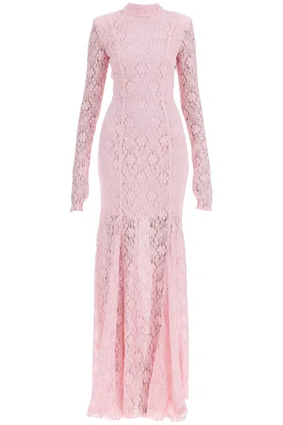 Rotate Birger Christensen Long Pink Lace Dress With Open Back For Special Occasions