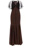 Rotate Birger Christensen Long Satin And Lace Dress In Multi
