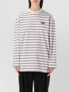Rotate Birger Christensen Long Sleeve Crew Neck Striped Top In White