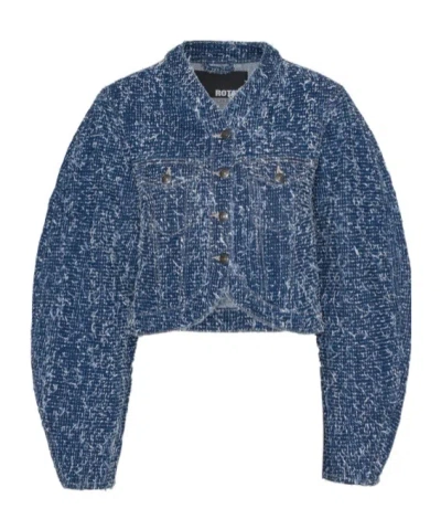 Rotate Birger Christensen Long-sleeve Denim Jacket In Blue