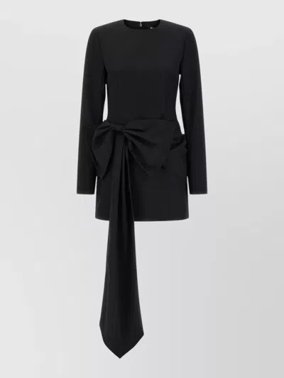 Rotate Birger Christensen Long Sleeve Mini Dress Bow Detail In Black
