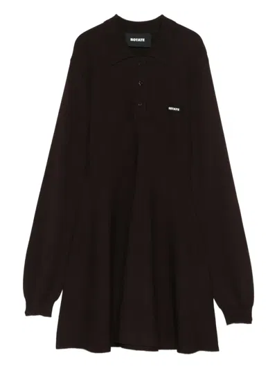 Rotate Birger Christensen Long-sleeve Mini Dress In Brown