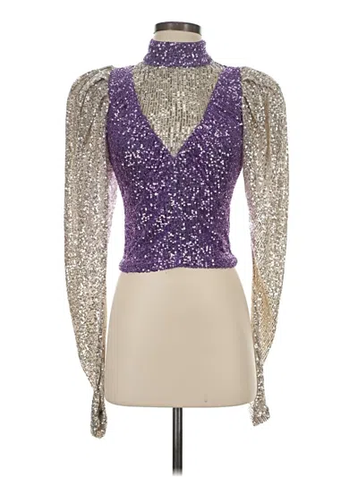 Pre-owned Rotate Birger Christensen Long Sleeve Top Purple Sweetheart Neckline Tops